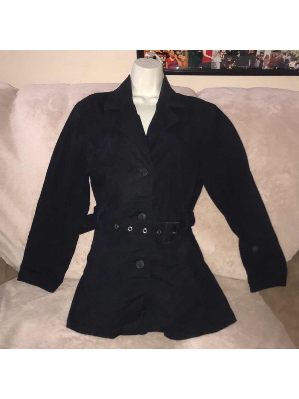 Croft & Barrow Black medium Women's Belted Trench Coat